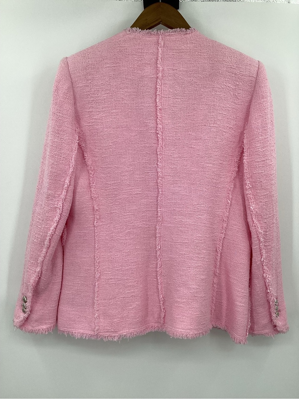 ZARA Light Pink Tweed Double-Breasted Blazer - Picture 3 of 14